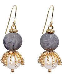 Farra - Agate With Freshwater Pearls Dangle Earrings - Lyst