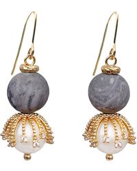 Farra - Agate With Freshwater Pearls Dangle Earrings - Lyst