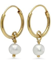 Isla Silver - Dainty Pearl Hoop Earrings - Lyst