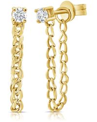 770 Fine Jewelry - Diamond Stud Cuban Chain Earring - Lyst