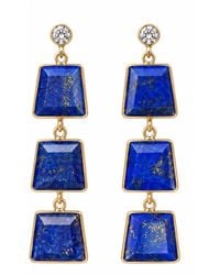 Rare Matters Jewelry - Natural Lapis Lazuli Triple Drop Earrings - Lyst
