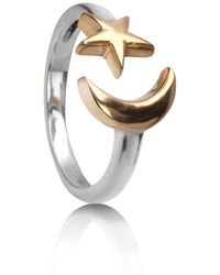 The Jewellery Store London - Adjustable Ring With Star And Crescent Moon - Lyst
