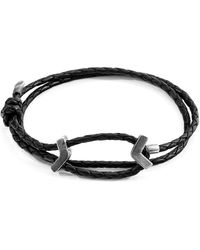Anchor and Crew - Midnight William & Braided Leather Skinny Bracelet - Lyst