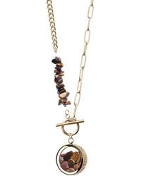 My Little Nature - Tiger's Eye Necklace – With Plated Toggle Clasp Beaded Chain - Lyst