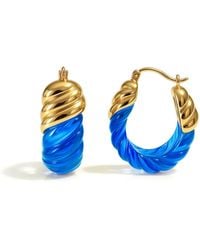 Gold & Honey - Topaz Rope Shrimp Lucite Birthstone Hoop Earrings - Lyst