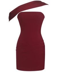 Miss Circle New York - Ovelia Crimson Satin Ribbon Strapless Mini Dress - Lyst