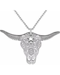 CarterGore - Silver Texas Longhorn Pendant Necklace Medium - Lyst