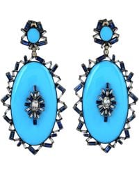 Artisan - Sapphire & Diamond Enamel Drop Earrings - Lyst