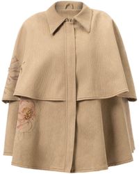 Rondooz - Hand Painted Corduroy Cape With Hand Applied Embellishment - Lyst