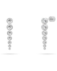 Meulien - Graduated Bezel Set Cz Chain Dangle Earrings - Lyst