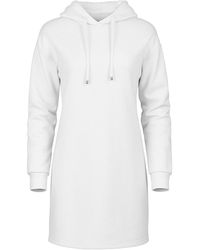 Conquista - Neutrals Ecru Cotton-Blend Hoodie Dress - Lyst