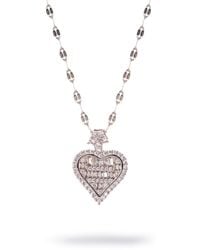 Ebru Jewelry - Sparkling Baguette Diamond Big Heart Statement Necklace - Lyst
