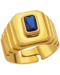 LINYA JEWELLERY - Octagon Stone Signet Ring Sterling - Lyst