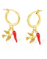 Unaloe - Plated Sterling Dove And Italian Horn Hoop Earrings - Lyst