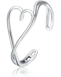 Genevive Jewelry - Plated Heart Design Adjustable Open Cuff Bracelet - Lyst