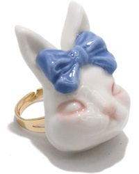 H2 Studio - Grumpy Bunny Bow Tie 14K Plated Brass Ring - Lyst