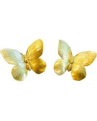 The Pink Reef - Oversized Butterfly Golden Earrings - Lyst