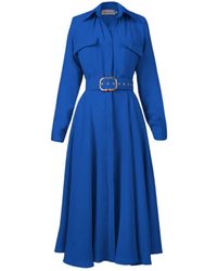 ALINA CERNĂTESCU - Patty Royal Sustainable Viscose Midi Dress With Pockets And Textile Belt - Lyst