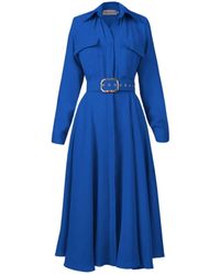 ALINA CERNĂTESCU - Patty Royal Sustainable Viscose Midi Dress With Pockets And Textile Belt - Lyst