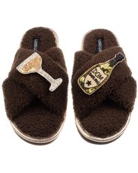 Laines London - Neutrals Laines Neutral Boucle Slippers With Dom Darling Champagne Brooches - Lyst