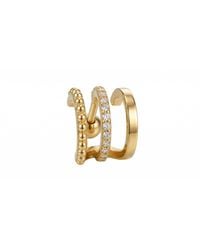 Zahav Jewelry - 14K Solid 18G Cartilage Earring With Integrated Ear Cuff & Pavé Cz - Lyst