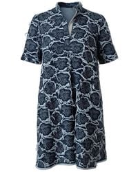 IZABELA MANDOIU - Dark Denim Mini Dress With Floral Embroidery & Fringe - Lyst