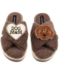 Laines London - Neutrals Boucle Slippers With Dog Mum/Mom & Apricot Cockapoo Brooches - Lyst