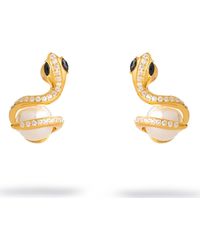 Ebru Jewelry - Onyx Eye Serpent Pearl Stud Earrings - Lyst