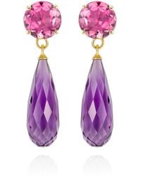 Augustine Jewels - Amethyst & Tourmaline Drop Earrings - Lyst