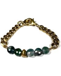 Rachel Nathan - Remix: Moss Agate & Brass Stone Bracelet - Lyst