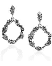 Unaloe - Sterling Leaf Hoop Earrings – Botanical Drop Hoops – Handmade Italian Statement Jewelry For - Lyst