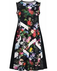 Conquista - Floral Graphic A-Line Sleeveless Dress - Lyst
