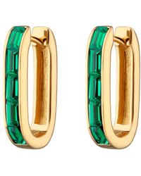 Scream Pretty - Oval Baguette Hoop Earrings With Green Stones - Lyst
