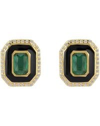 LÁTELITA London - Art Deco Emerald And Enamel Stud Earrings Gold - Lyst