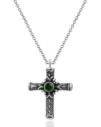 Unaloe - Sterling Spiritual Cross Necklace Emerald – Elegant Jewelry For And - Lyst