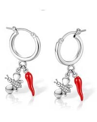 Unaloe - Sterling Bee And Horn Charm Hoop Earrings - Lyst