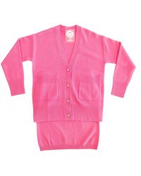 Zenzee Cashmere Cardigan & Mini Skirt Set - Pink