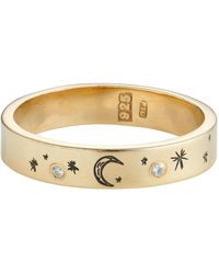 Posh Totty Designs - Moon & Starburst Gold Plated Diamond Ring - Lyst