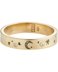 Posh Totty Designs - Moon & Starburst Gold Plated Diamond Ring - Lyst