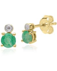 Gemondo - Emerald And Diamond Earrings In Yellow Gold - Lyst