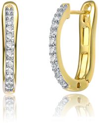 Genevive Jewelry - Rachel Glauber Plated With Cubic Zirconia U-Shaped J-Hoop Latch Back Earrings - Lyst