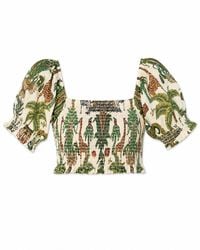 Yumi' - Cotton Voile Safari Ruched Crop Top - Lyst