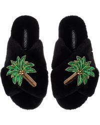 Laines London - Classic Laines Slippers With Double Palm Tree Brooches - Lyst