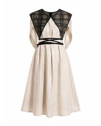 Larisa Dragna - Neutrals Linen Dress And Detachable Collar - Lyst
