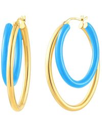 Gold & Honey - Double Oval Enamel Hoop Earrings - Lyst