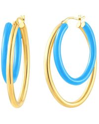 Gold & Honey - Double Oval Enamel Hoop Earrings In Turquoise - Lyst