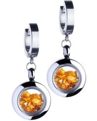 My Little Nature - Huggie Earrings With Natural Amber Stone - Lyst