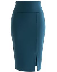 Conquista - High-Waist Tailored Pencil Skirt With Side Slit – - Lyst