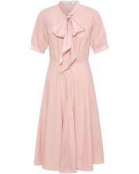 Deer You - Stella Skipping Fit & Flare Dress With Bow Collar In Dusty Pink Pin Spot - Lyst