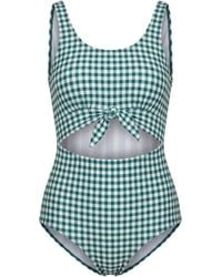 Lime Ricki Swimwear - Juniper Gingham Knotted One-Piece - Lyst